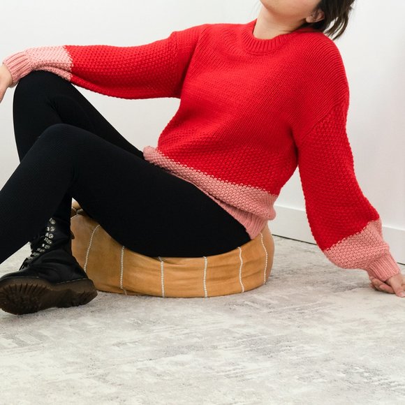 The Gap - Block Knit Red and Pink Sweater - Picture 2 of 4